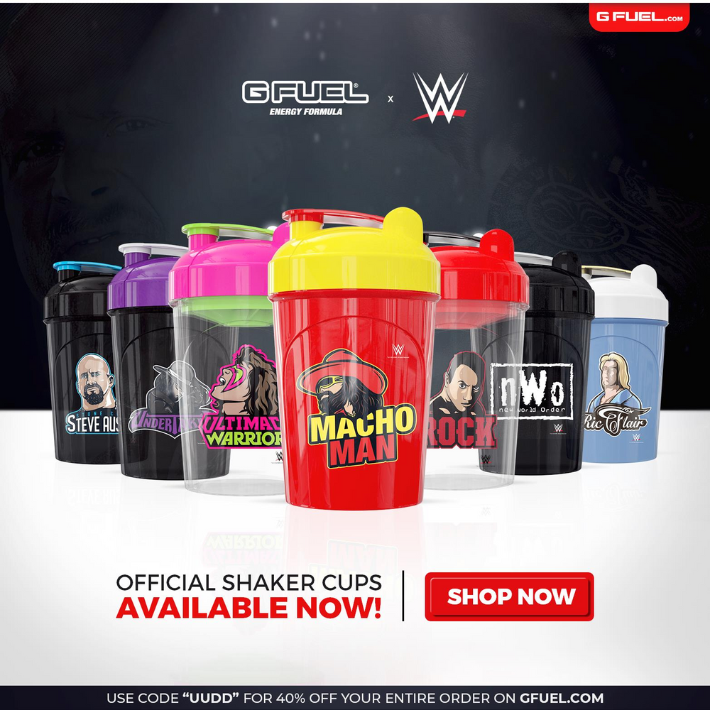 WWE Shop EXCLUSIVE WWE x G FUEL SHAKER CUPS AVAILABLE NOW! Milled